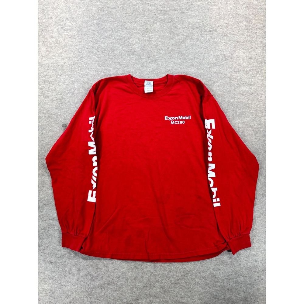 Gildan Mens Large Red ExxonMobil MC280 USP Graphic Long Sleeve Shirt